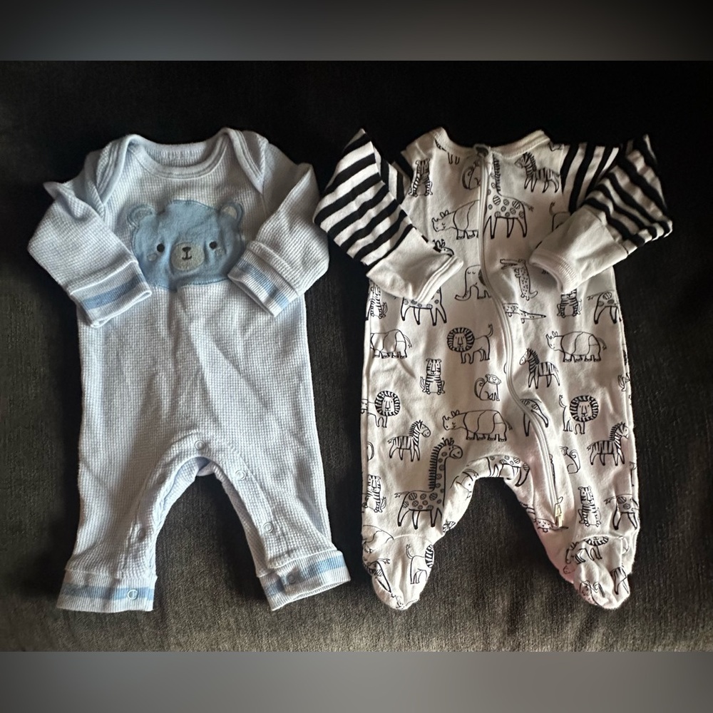 Blue and White Animal Print Kids One Pieces